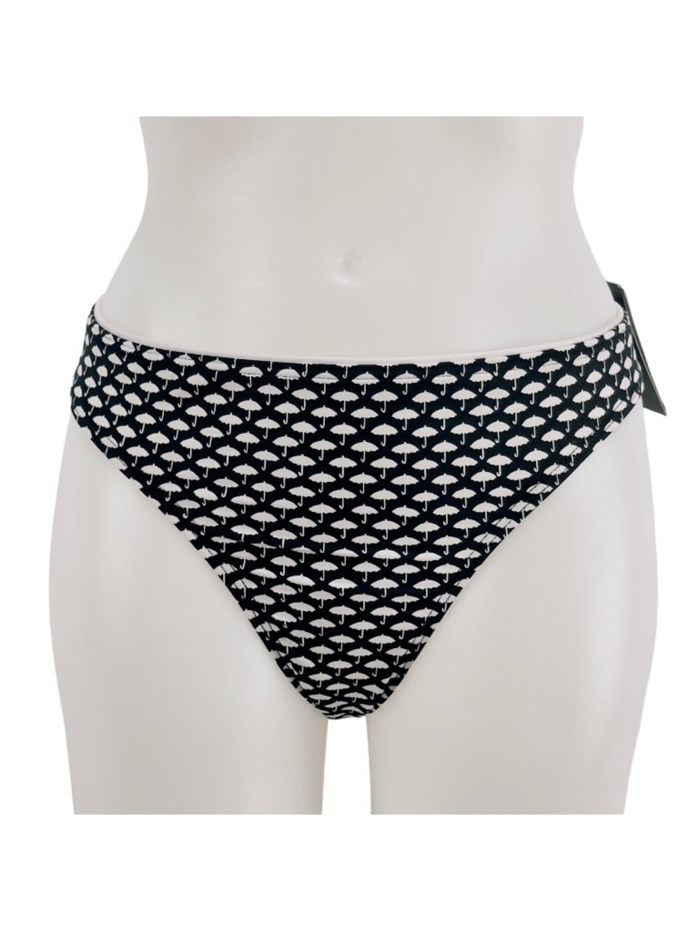 KENNETH COLE REACTION Women's Swimsuit Bottom Black White Umbrellas' Size XL